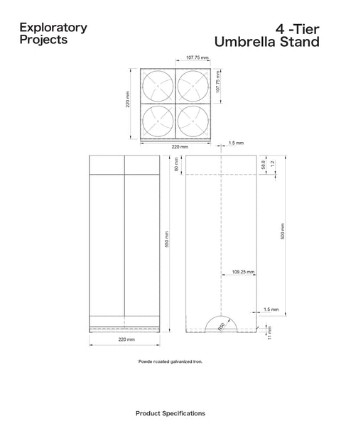 Pipes and Beams - 4-Tier Umbrella Stand Dark Grey